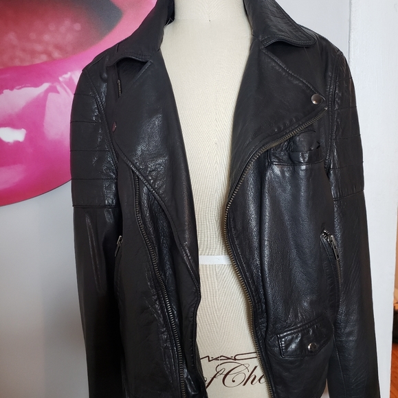 Men's black leather jacket - Picture 3 of 4